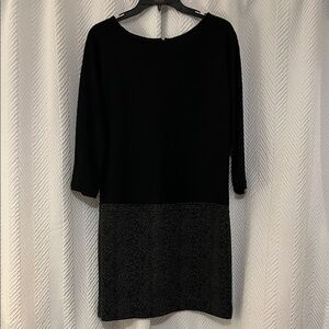 LOFT Black and Gray 3/4 Sleeve Dress